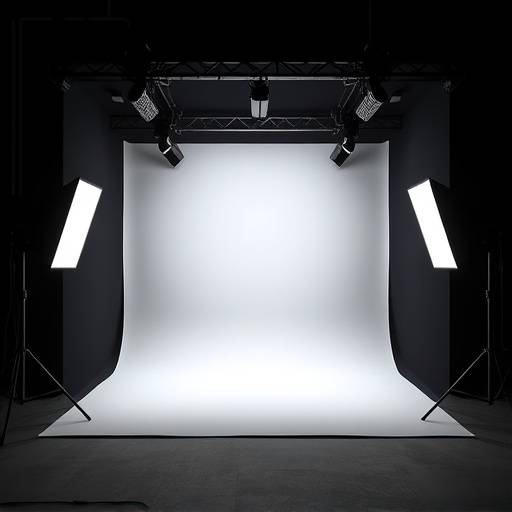Black box studio with adjustable lighting grid