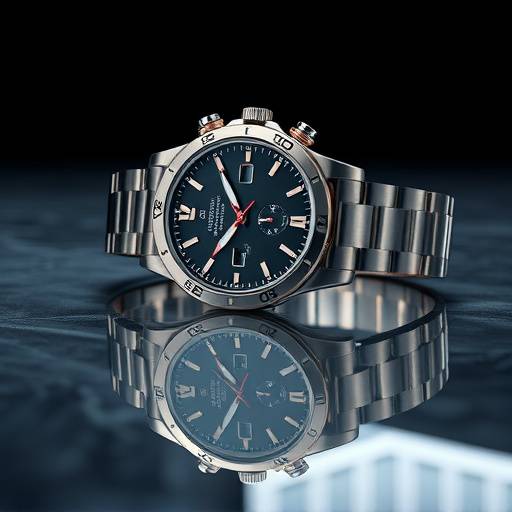 Professional product shot of a luxury watch on a reflective surface