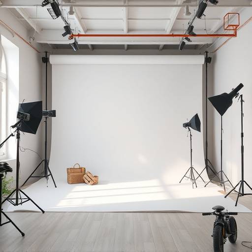 Studio with various backdrops and props